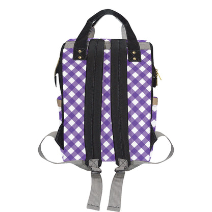 Gingham Purple Pattern Print Design 03 Diaper Bag Backpack