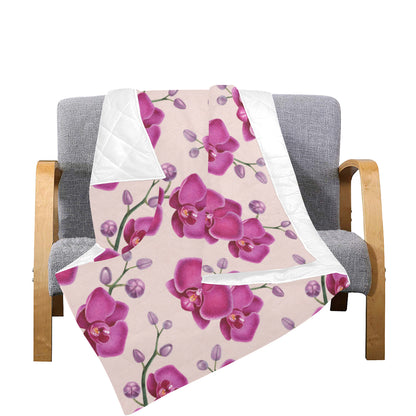 Orchid Pattern Print Design A02 Premium Quilt