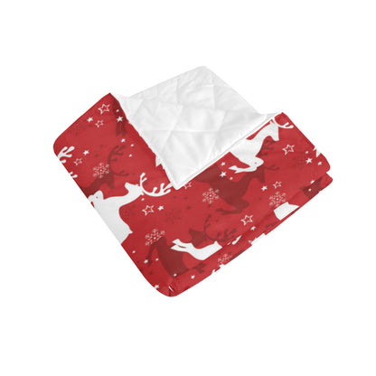 Reindeer Red Pattern Print Design 01 Premium Quilt