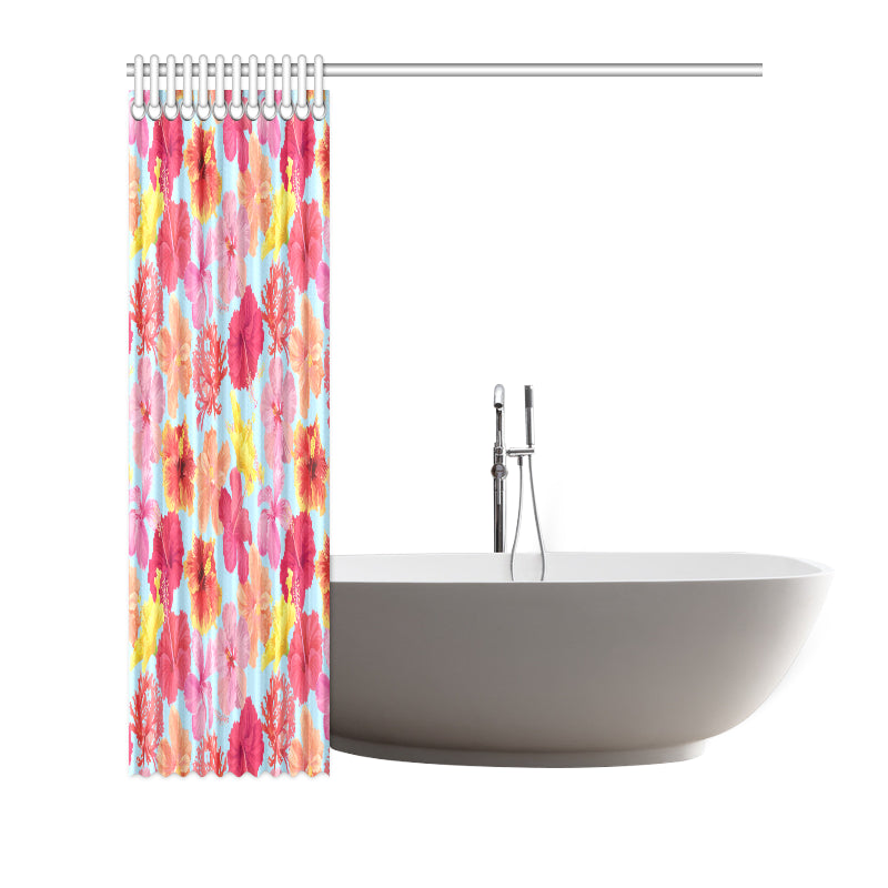 Hibiscus Pattern Print Design HB020 Shower Curtain