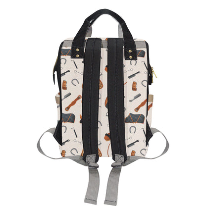 Equestrian Equipment Print Pattern Diaper Bag Backpack