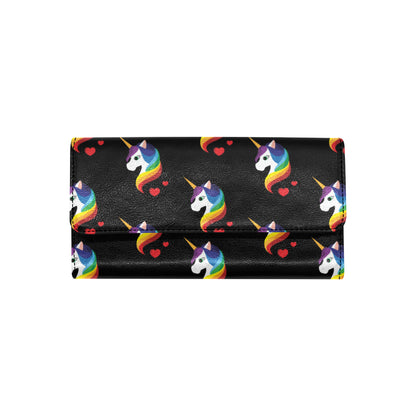 Rainbow Unicorn Pattern Print Design A03 Women's Trifold Wallet