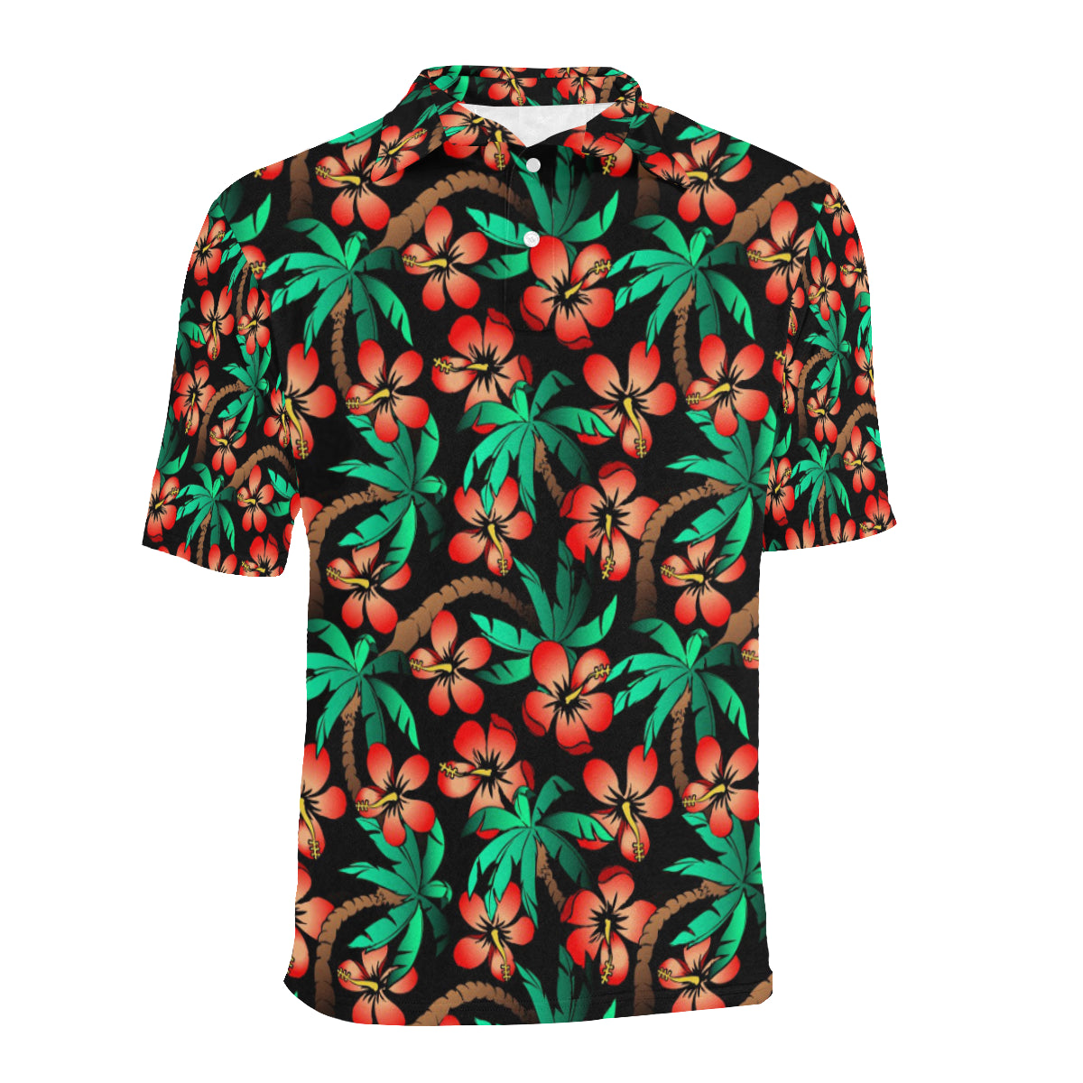 Hawaiian Themed Pattern Print Design H022 Men Polo Shirt