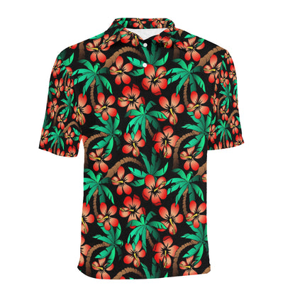 Hawaiian Themed Pattern Print Design H022 Men Polo Shirt