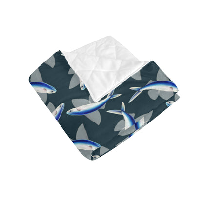 Flying Fish Pattern Print Design 04 Premium Quilt