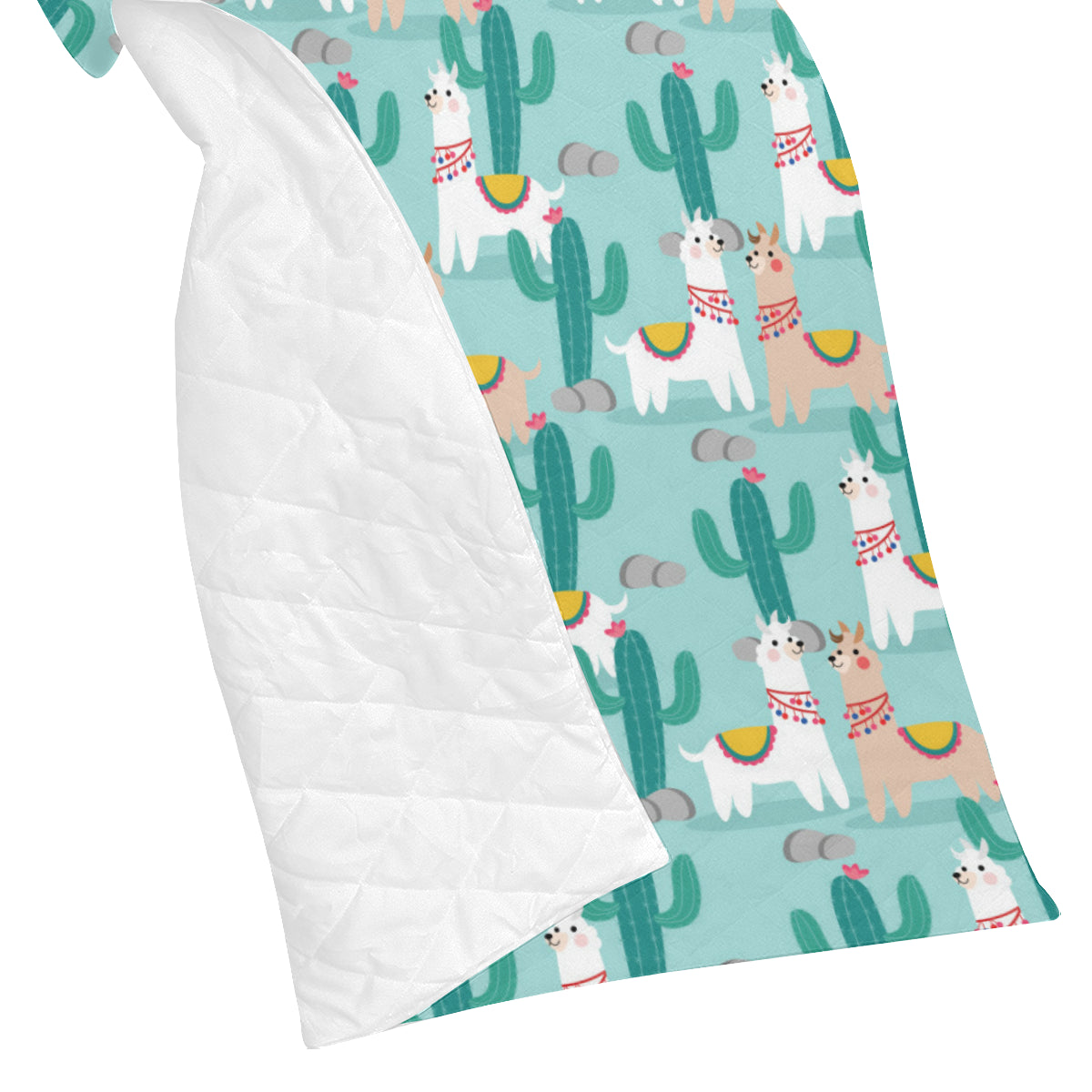 Llama Cactus Pattern Print Design 08 Premium Quilt