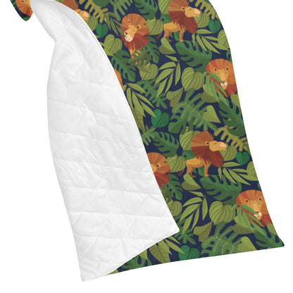 Lion Jungle Pattern Print Design 05 Premium Quilt