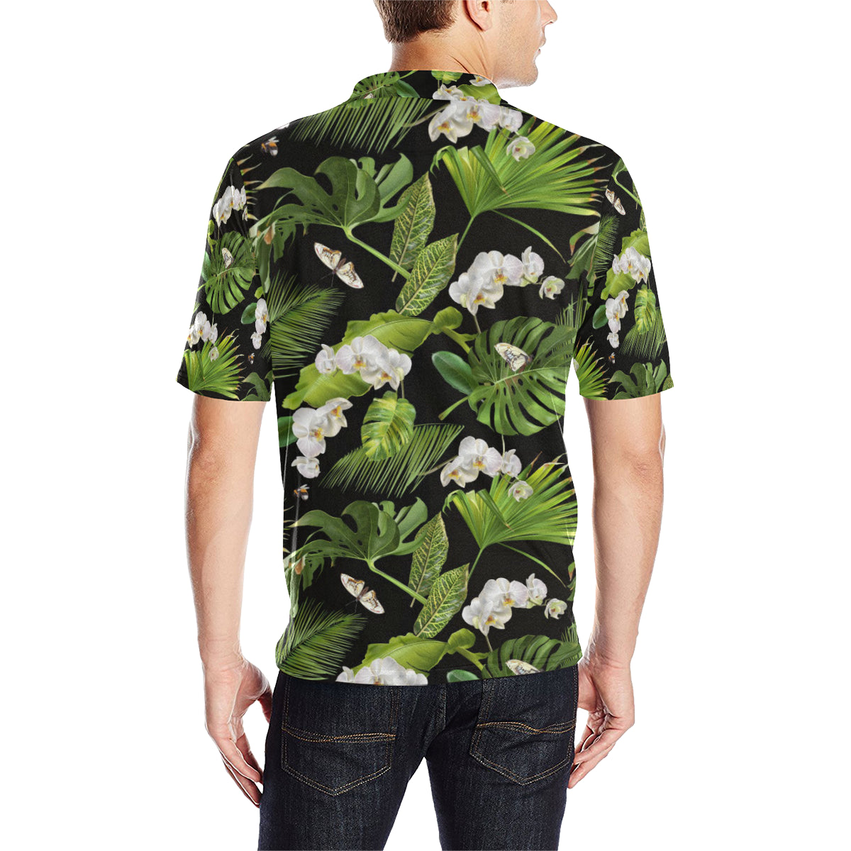 Tropical Flower Pattern Print Design TF026 Men Polo Shirt