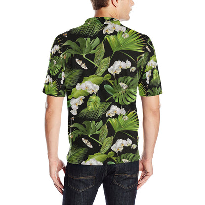 Tropical Flower Pattern Print Design TF026 Men Polo Shirt
