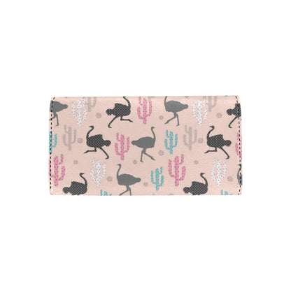 Ostrich Pattern Print Design 03 Women's Trifold Wallet