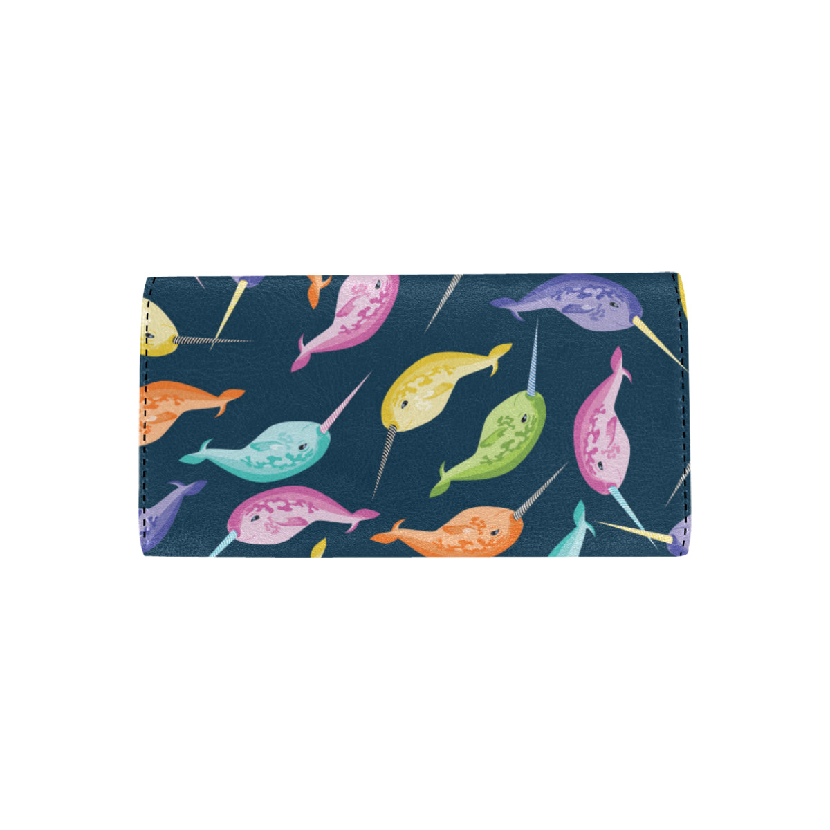 Narwhal Colorful Pattern Print Design 03 Women's Trifold Wallet