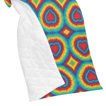 Tie Dye Heart shape Premium Quilt