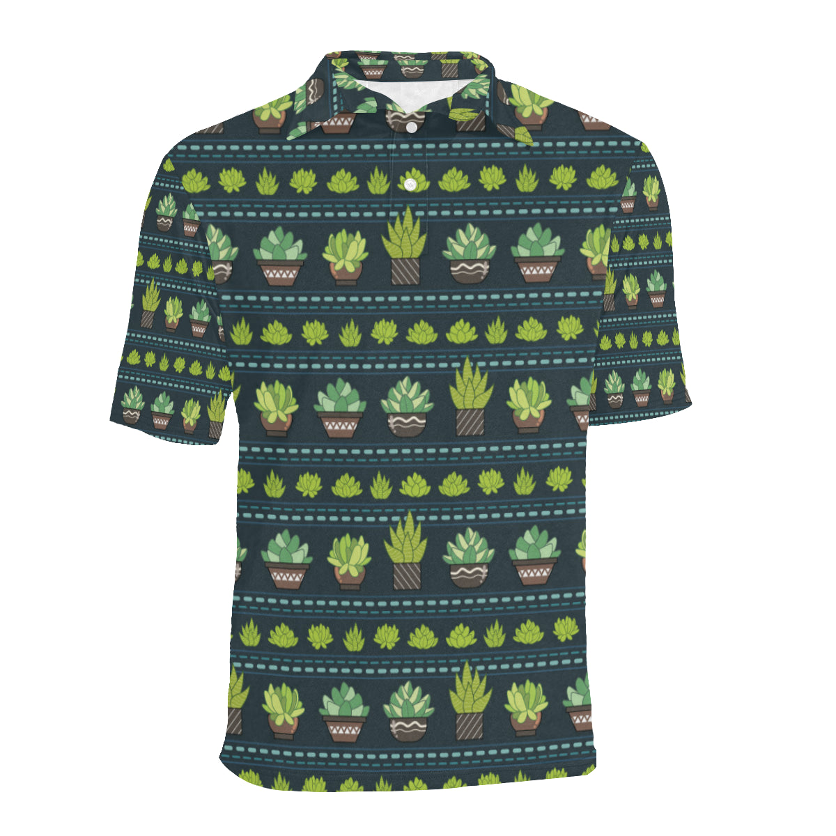 Cactus Pattern Print Design 07 Men Polo Shirt