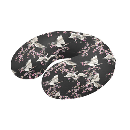 Crane Pattern Print Design 01 U-Shaped Travel Neck Pillow
