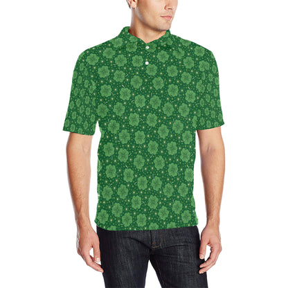 Shamrock Design Print Men Polo Shirt