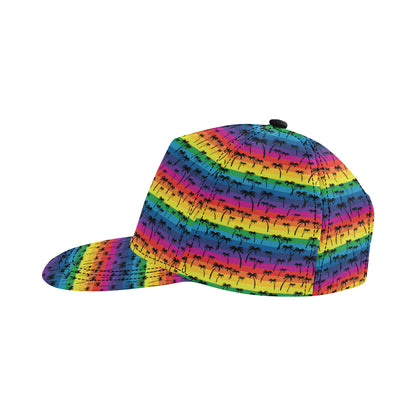 Palm Tree Rainbow Themed Print Snapback Cap
