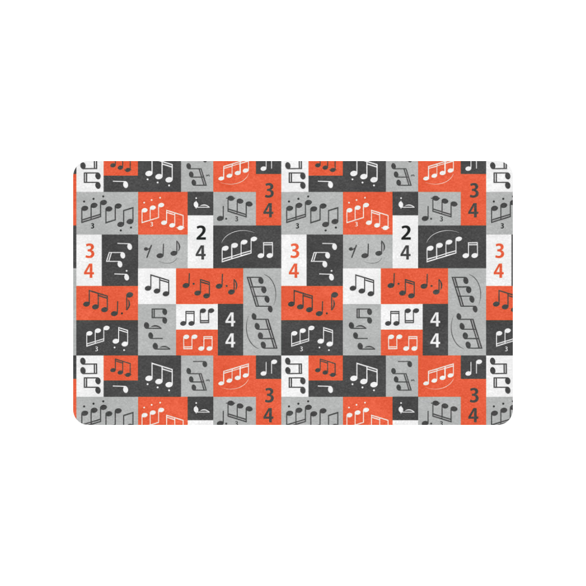 Music Note Design Themed Print Rubber Doormat