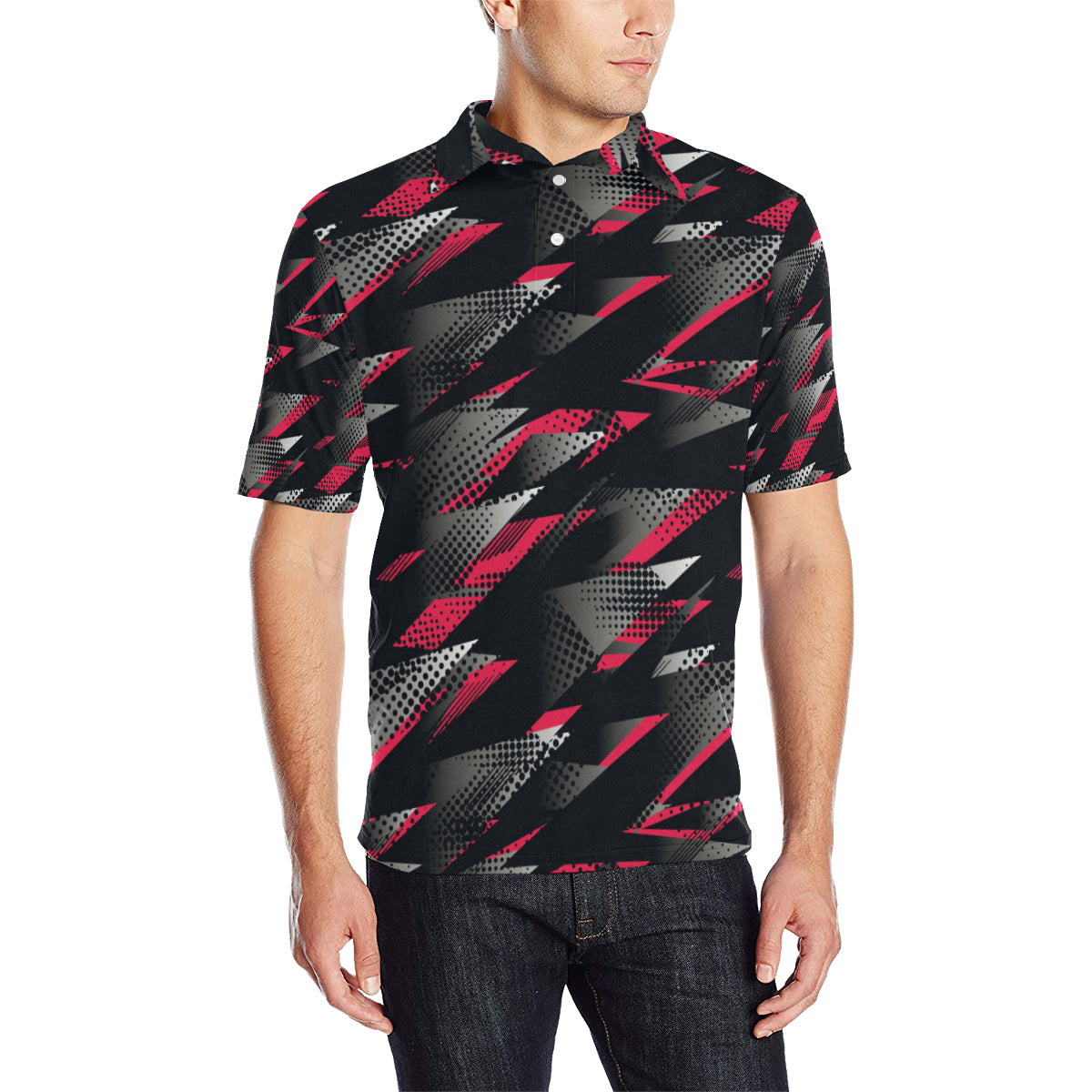 Racing Style Pattern Print Design A04 Men Polo Shirt