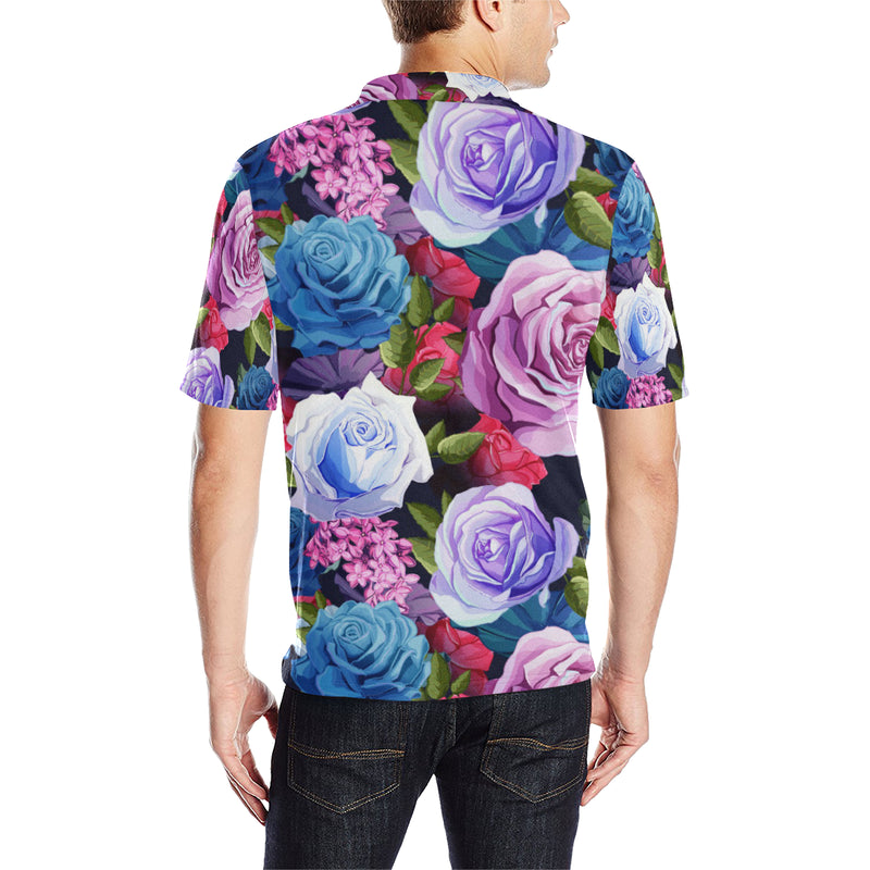 Rose Pattern Print Design RO09 Men Polo Shirt