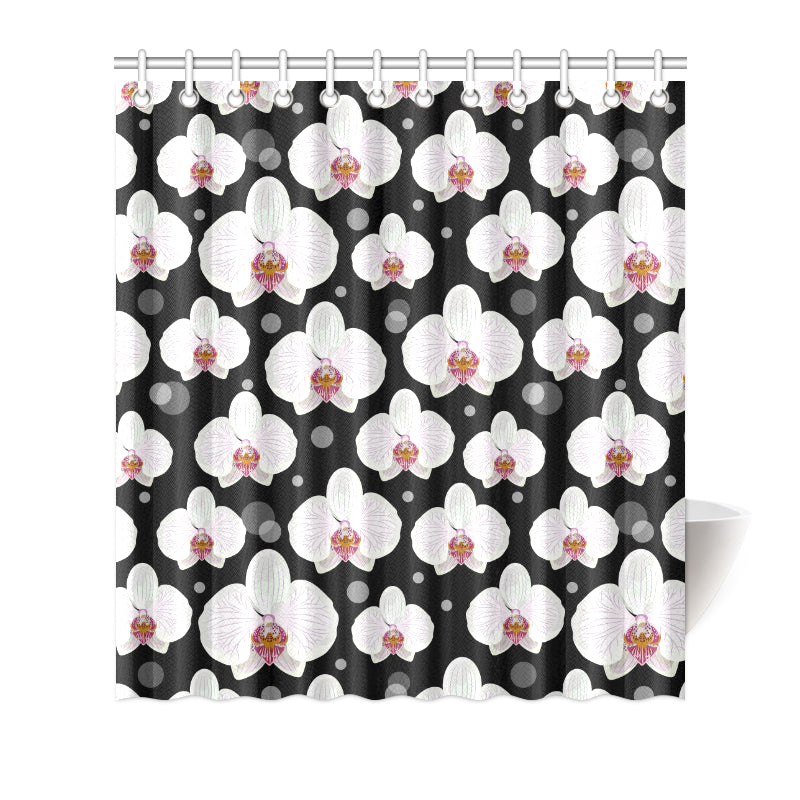 Orchid White Pattern Print Design OR09 Shower Curtain
