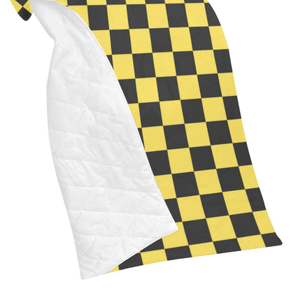 Checkered Yellow Pattern Print Design 03 Premium Quilt