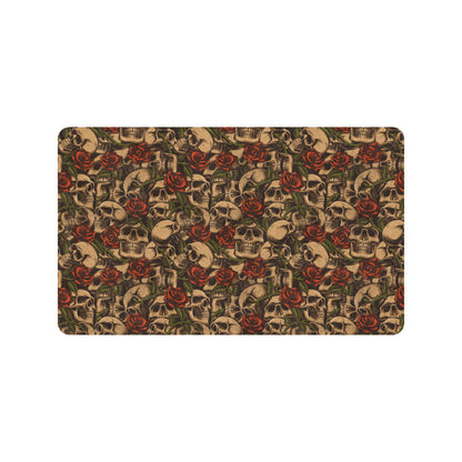 Skull Roses Vintage Design Themed Print Rubber Doormat