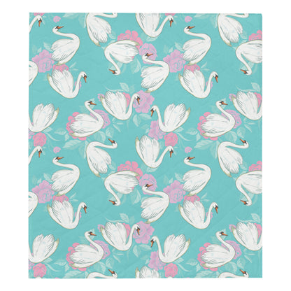 Swan Pattern Print Design 03 Premium Quilt