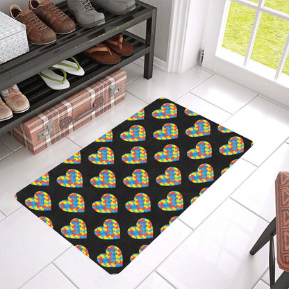 Autism Awareness Heart Design Print Rubber Doormat