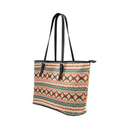 Navajo Western Style Print Pattern Leather Tote Bag
