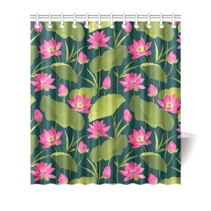 Water Lily Pattern Print Design WL09 Shower Curtain
