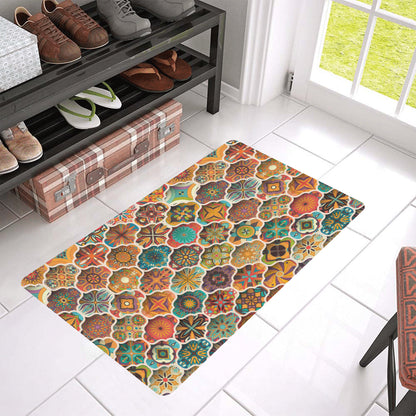 Mandala Mosaic Themed Design Print Rubber Doormat