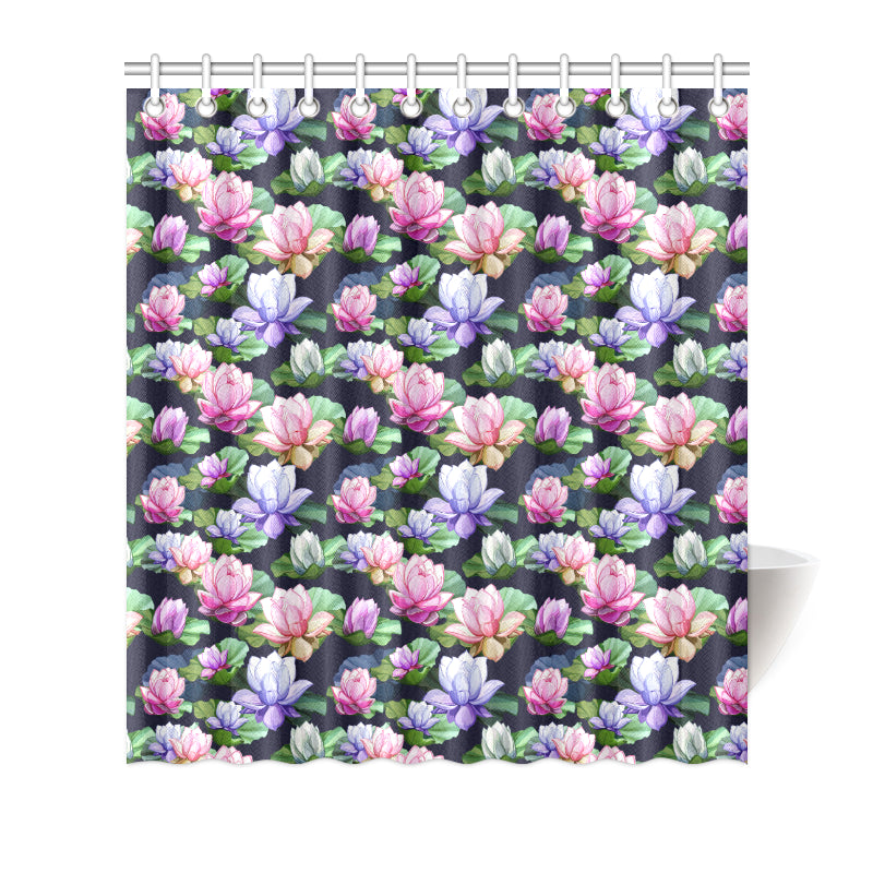 Lotus Flower Print Design Shower Curtain
