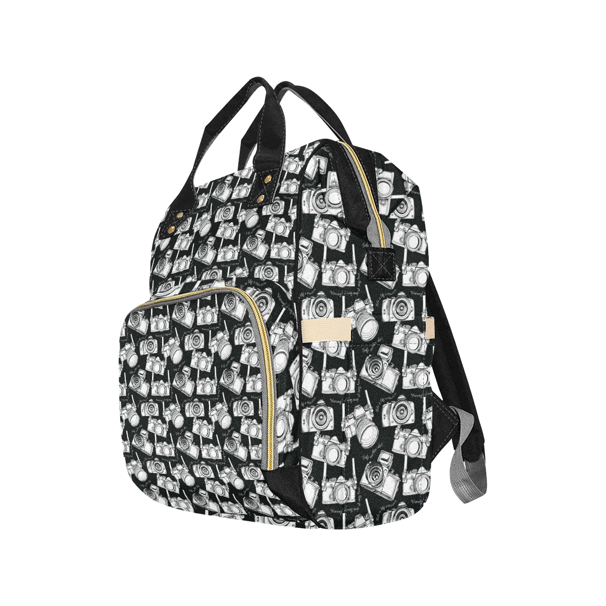 Camera Pattern Print Design 01 Diaper Bag Backpack
