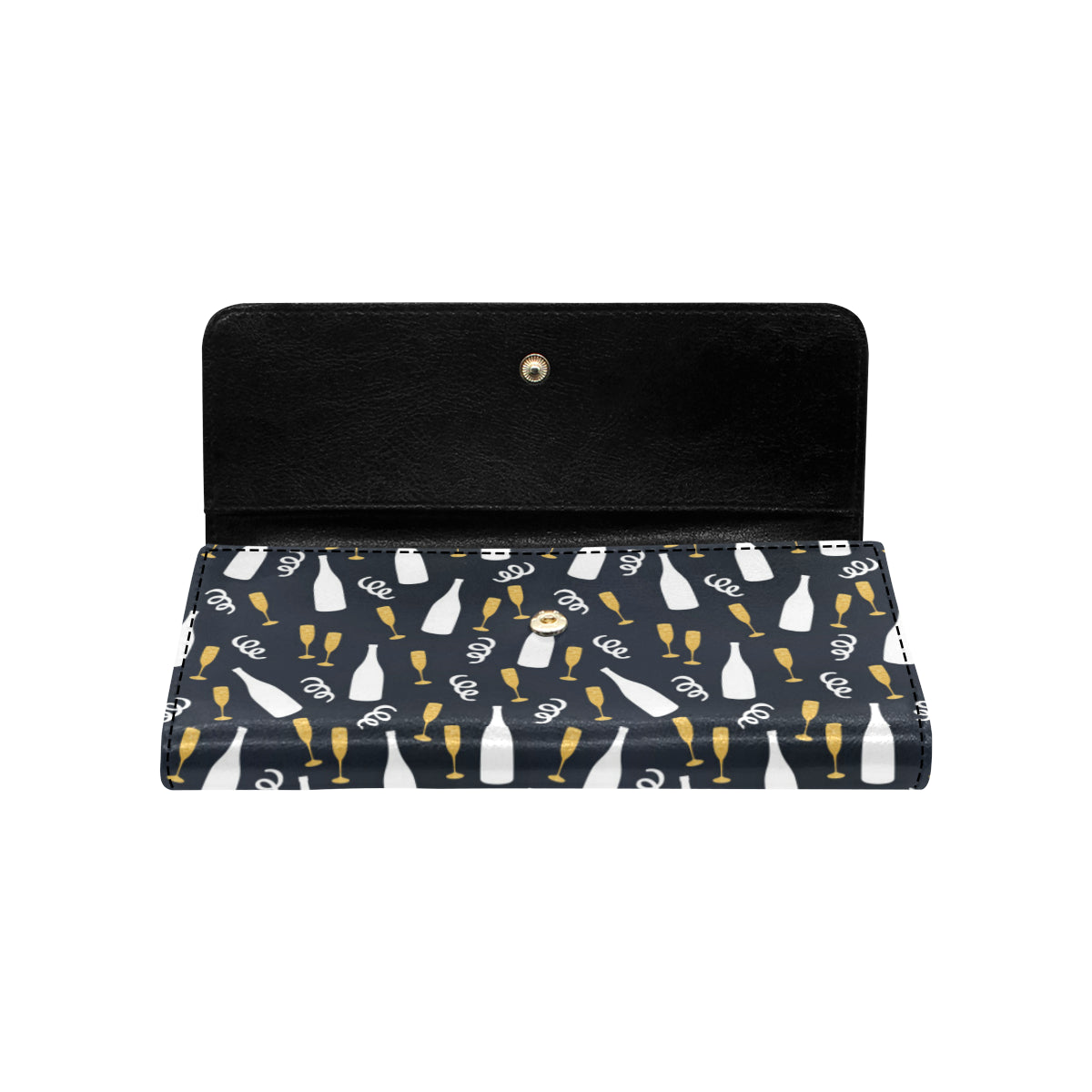 Champagne Pattern Print Design 01 Women's Trifold Wallet