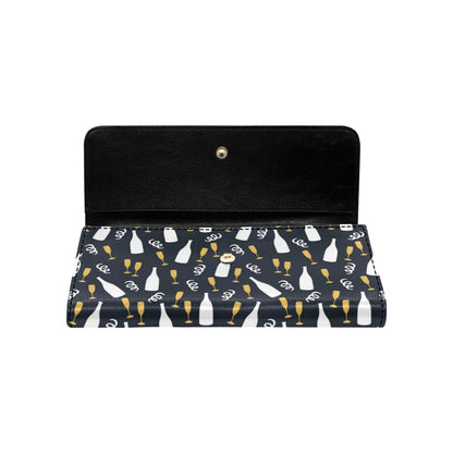 Champagne Pattern Print Design 01 Women's Trifold Wallet