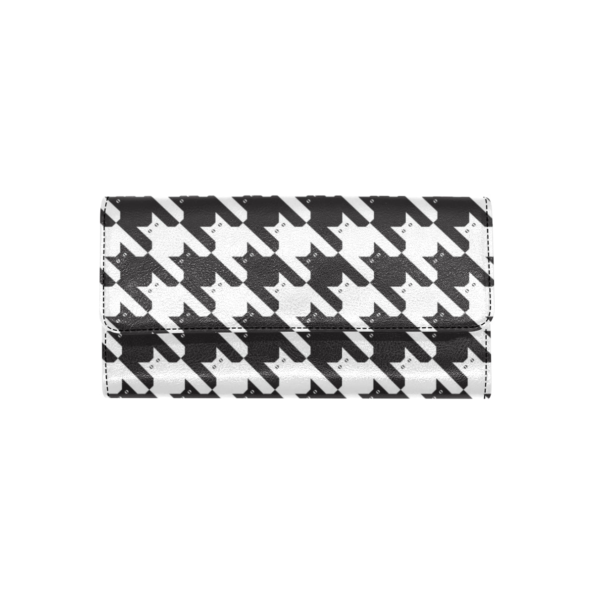 Cat HoundstoothPattern Print Design 01 Women's Trifold Wallet
