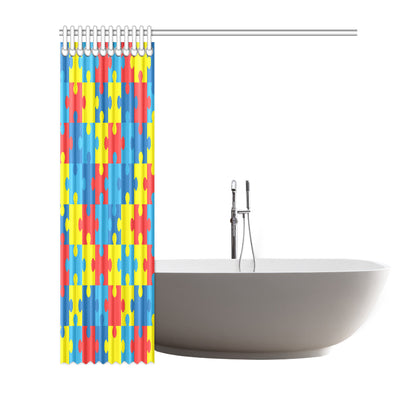 Autism Awareness Puzzles Design Print Shower Curtain