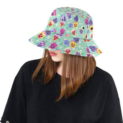 Pansy Pattern Print Design PS08 Unisex Bucket Hat