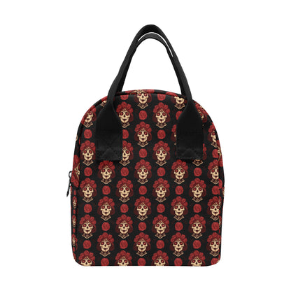 Day of the Dead Skull Girl Pattern Insulated Lunch Bag