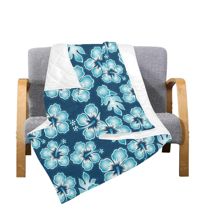 Blue Hibiscus Pattern Print Design HB011 Premium Quilt