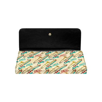 Trombone Pattern Print Design 03 Women's Trifold Wallet