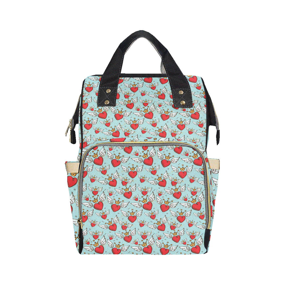 Angel Wings Heart Pattern Print Design 02 Diaper Bag Backpack
