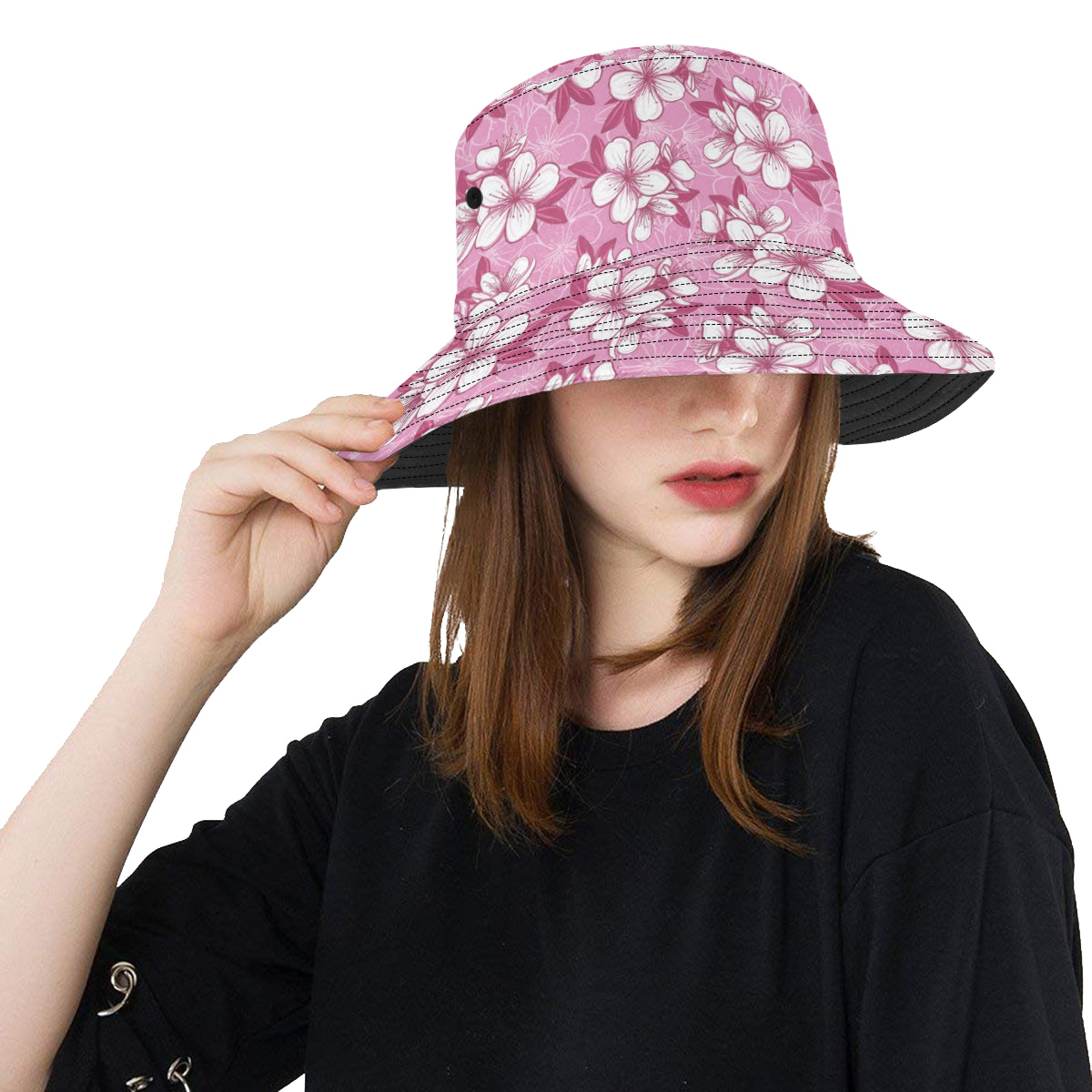 Cherry Blossom Pattern Print Design CB02 Unisex Bucket Hat