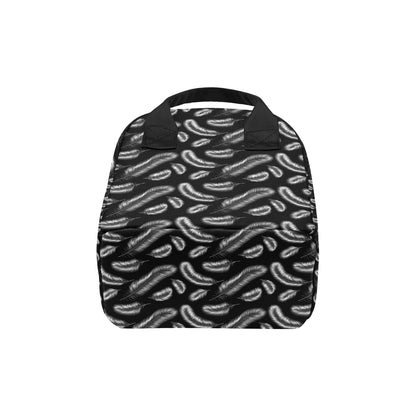 Feather Black White Design Print Insulated Lunch Bag