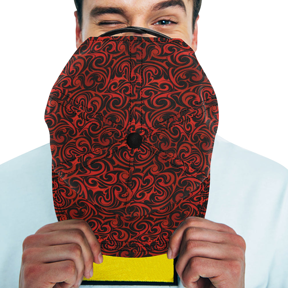 Maori Red Black Themed Design Snapback Cap