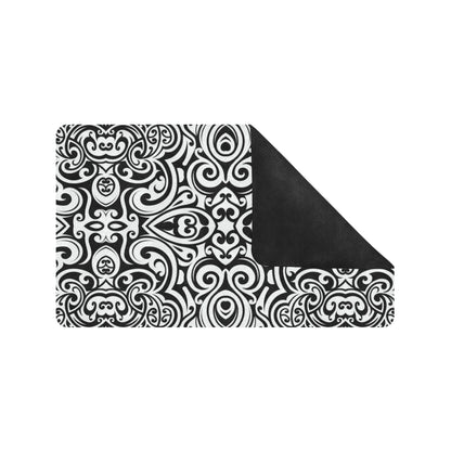 Polynesian Tattoo Pattern Rubber Doormat