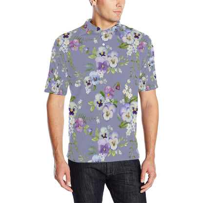 Pansy Pattern Print Design PS05 Men Polo Shirt