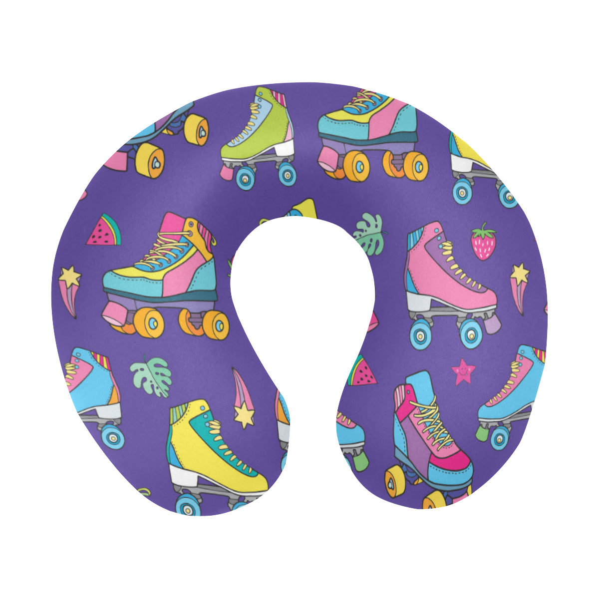 Roller skate Colorful Pattern Print Design A05 U-Shaped Travel Neck Pillow