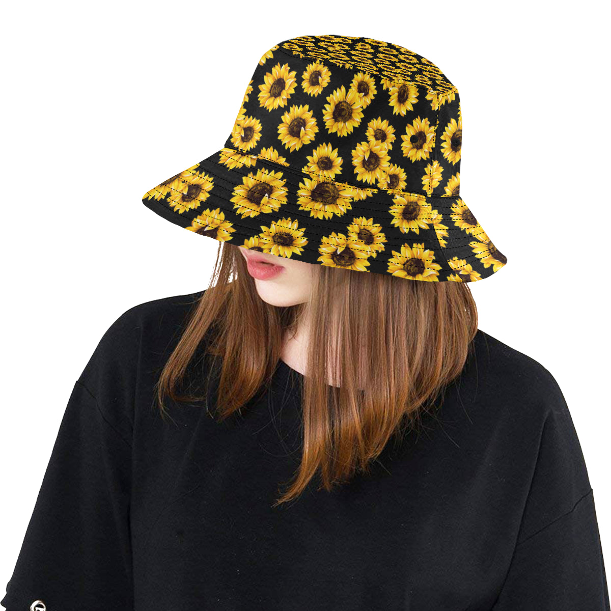 Sunflower Pattern Print Design SF05 Unisex Bucket Hat