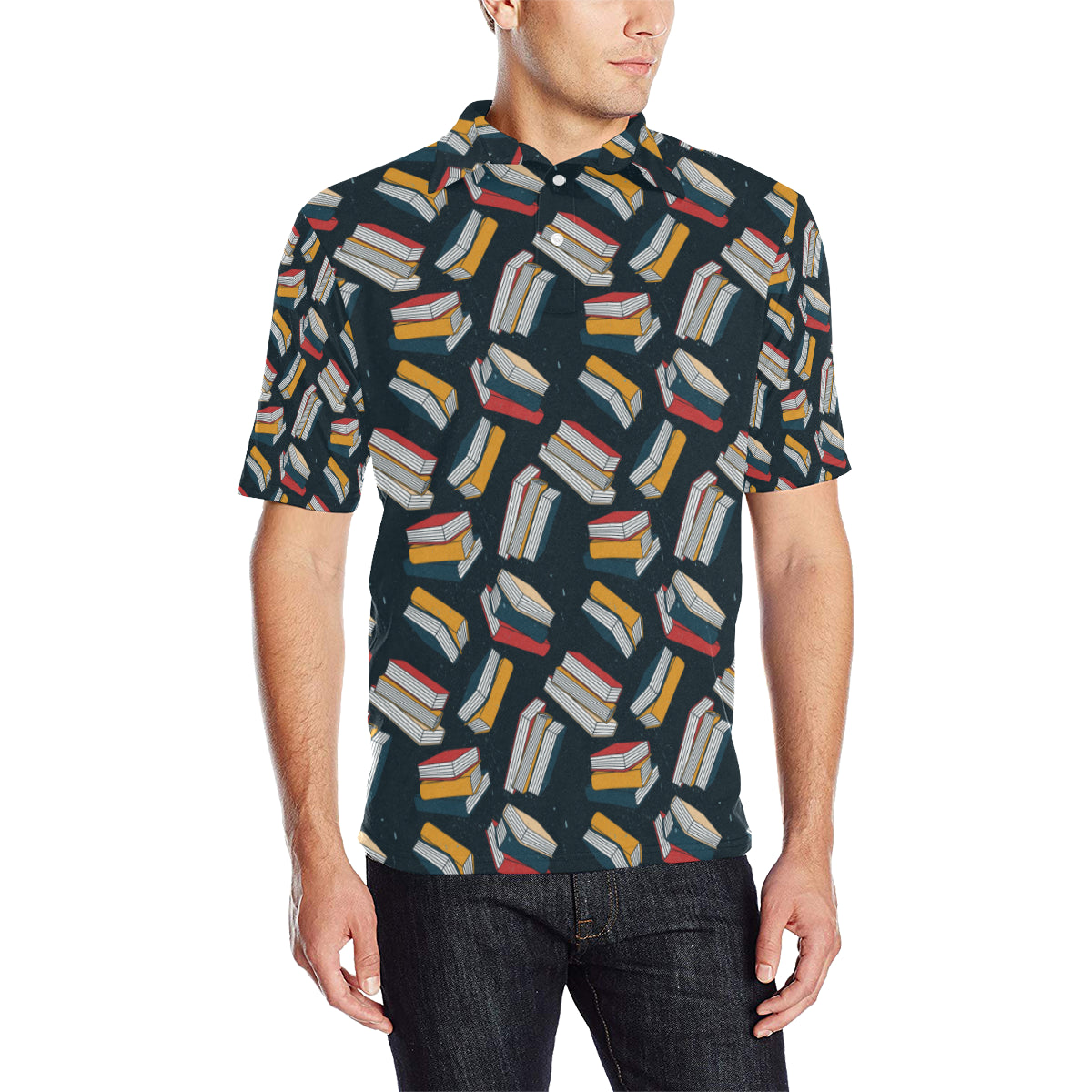 Book Pattern Print Design 07 Men Polo Shirt